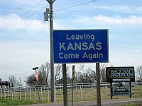 USA - Baxter Springs KS - Leaving Kansas Sign (15 Apr 2009)